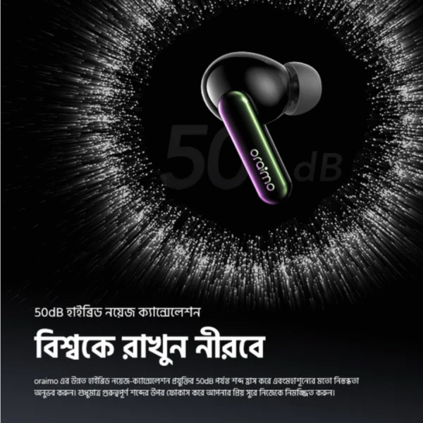 oraimo SpaceBuds 50dB ANC Noise Cancelling Earbuds with Personalized Voice Prompt and Lighting Model: OTW-630 - Image 7