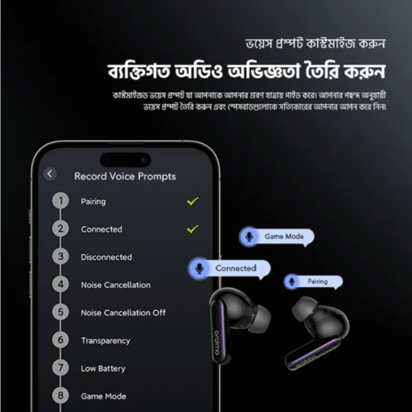 oraimo SpaceBuds 50dB ANC Noise Cancelling Earbuds with Personalized Voice Prompt and Lighting Model: OTW-630 - Image 5