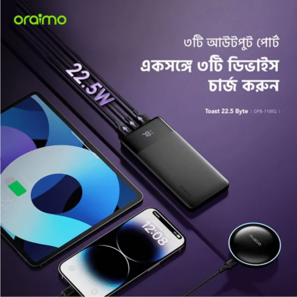 oraimo Toast 22.5 Byte 10000mAh 22.5W Power Bank Model: OPB-7100Q - Image 5