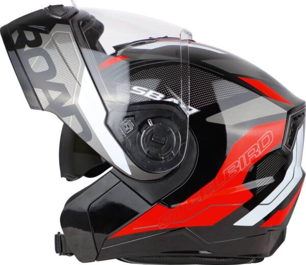 Steelbird Air SBA-7 ISS ROAD BLACK RED - M/L SIZE - 600MM FLIP UP Motorbike Helmet