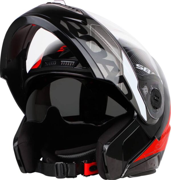 Steelbird Air SBA-7 ISS ROAD BLACK RED - M/L SIZE - 600MM FLIP UP Motorbike Helmet - Image 3