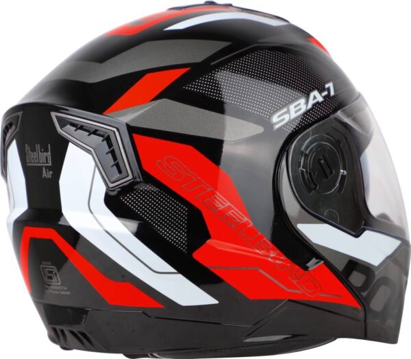 Steelbird Air SBA-7 ISS ROAD BLACK RED - M/L SIZE - 600MM FLIP UP Motorbike Helmet - Image 2