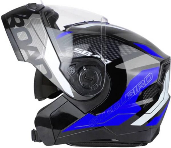 Steelbird Air SBA-7 ISS ROAD – BLACK BLUE – M/L SIZE – 600MM FLIP UP Motorbike Helmet