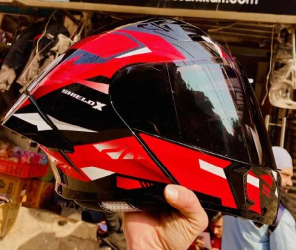 Steelbird Air SBA-20 Shield X ISI Certified Flip-Up Graphic Helmet for Men and Women Motorbike Helmet  (Glossy Black Red) - Image 4