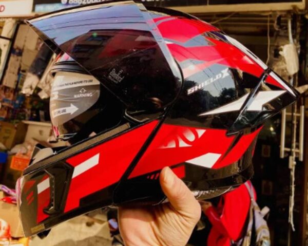 Steelbird Air SBA-20 Shield X ISI Certified Flip-Up Graphic Helmet for Men and Women Motorbike Helmet  (Glossy Black Red) - Image 3