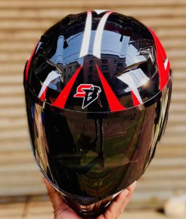 Steelbird Air SBA-20 Shield X ISI Certified Flip-Up Graphic Helmet for Men and Women Motorbike Helmet  (Glossy Black Red) - Image 2
