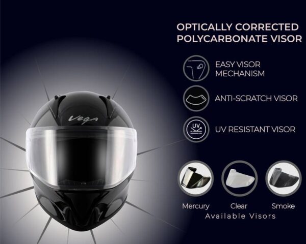 VEGA Bolt Motorbike Helmet  (Black) - Image 4