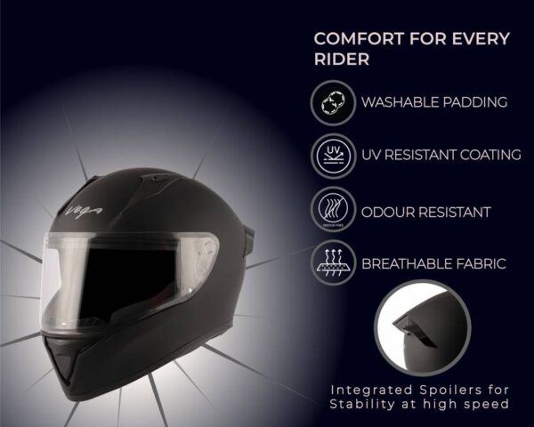VEGA Bolt Motorbike Helmet  (Dull Black) - Image 7