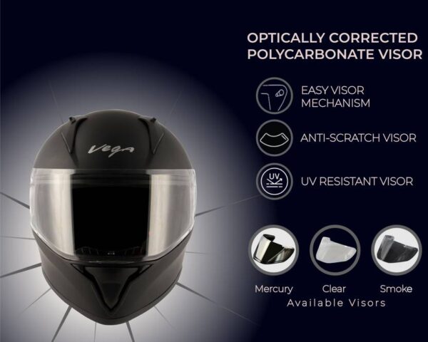 VEGA Bolt Motorbike Helmet  (Dull Black) - Image 4