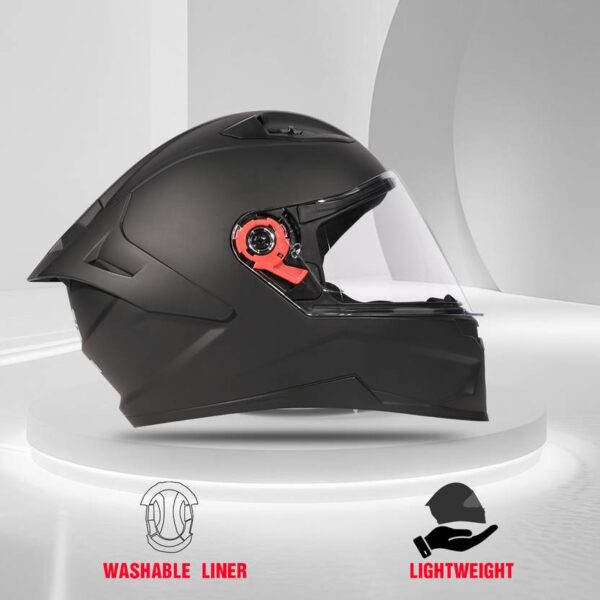 STUDDS Raider Super ISI Certified Full Face Helmet with Spoiler and Clear Visior Motorbike Helmet  (MATT BLACK) - Image 4