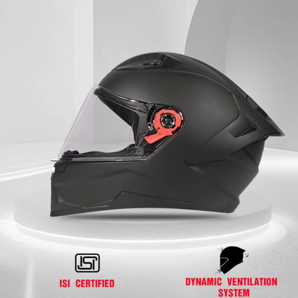 STUDDS Raider Super ISI Certified Full Face Helmet with Spoiler and Clear Visior Motorbike Helmet  (MATT BLACK) - Image 3