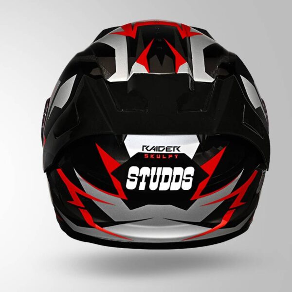 STUDDS Raider Skulpt D1 isi Certified Full Face 580mm Motorbike Helmet  (Glossy Black N2 Red) - Image 4
