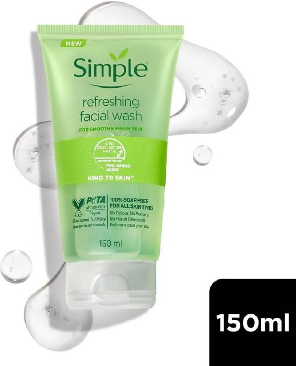 Simple Kind to Skin Refreshing Facial Wash Gel ,150 ml (5 Ounce)