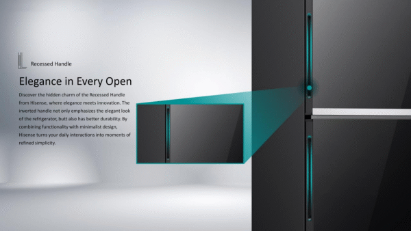 HISENSE 270L BMF INVERTER GLASS DOOR WITH DISPENSER REFRIGERATOR RB1G266NM PREMIUM BLACK - Image 7