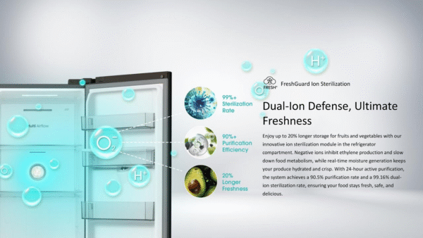 HISENSE 270L BMF INVERTER GLASS DOOR WITH DISPENSER REFRIGERATOR RB1G266NM PREMIUM BLACK - Image 11